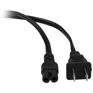 AC Power Cord NEMA 1-15P to IEC-60320-C7 18 AWG 2C 7A SPT-2 125V Black 15 ft.